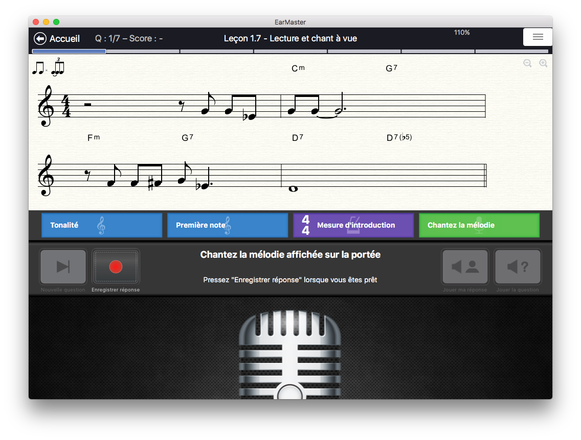 EarMaster Pro 7 - Exercice de chant à vue